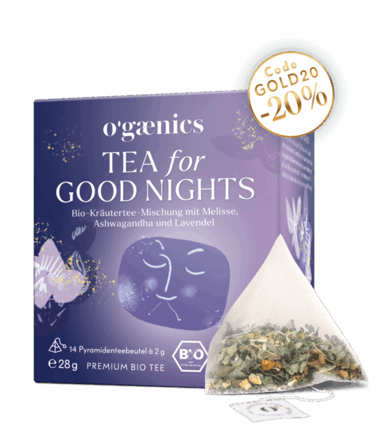 Ogaenics-Tea-for-good-nights-schlaf-tee-oeko-pyramiden-teebeutel-Packung-NEU