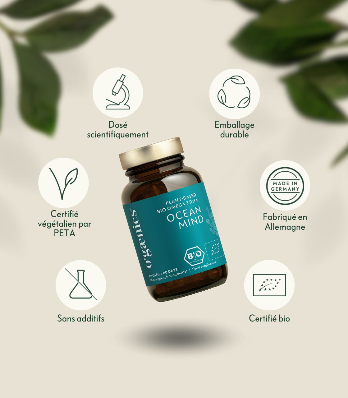 PDP-images détaillées-Ogaenics-Ocean-Mind-Plantased-Bio-Omega3-DHA-schizochytrium-sp-Qualité-FR